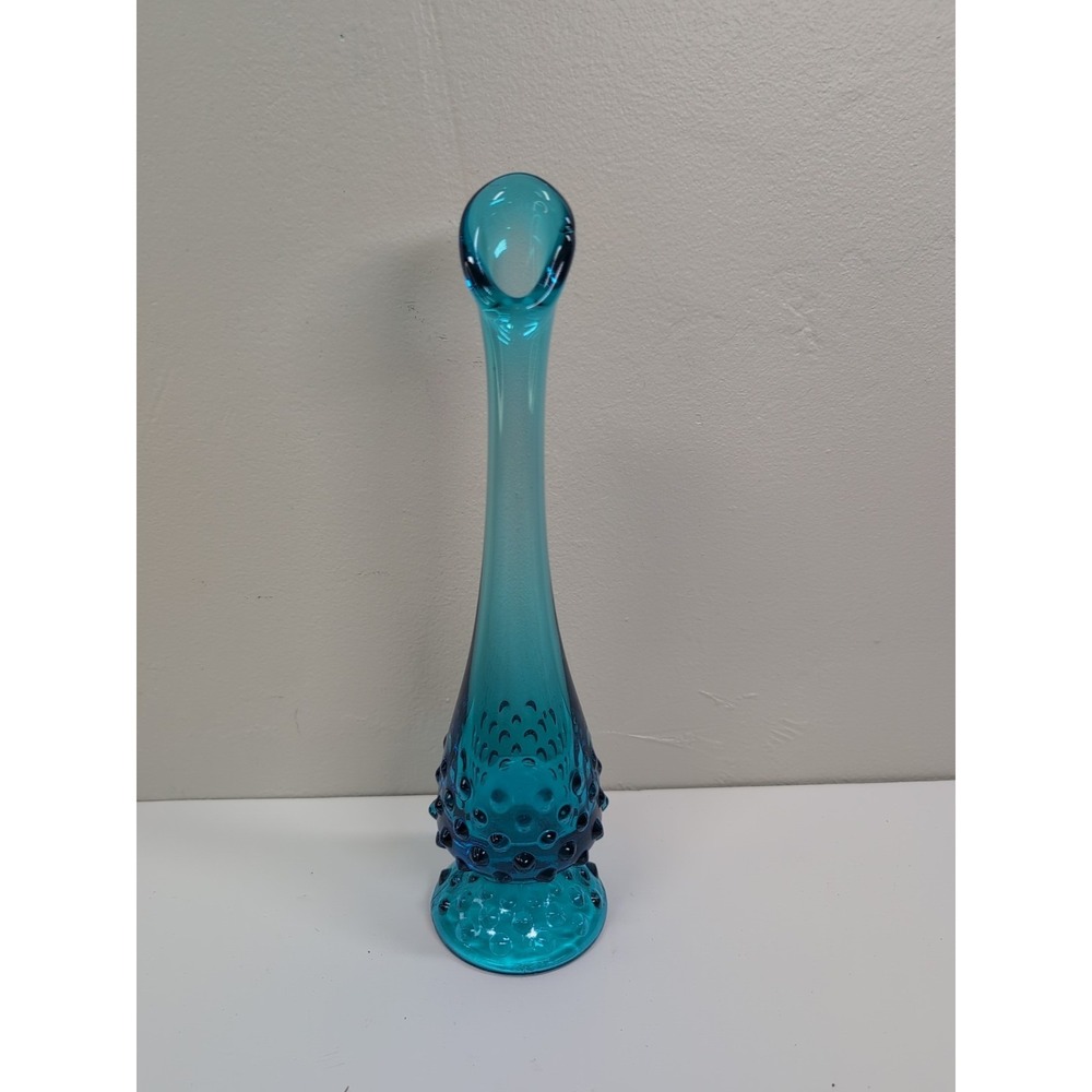 Rare Fenton Glass Blue Vintage Hobnail‎ Slender 10 1/4" Vase